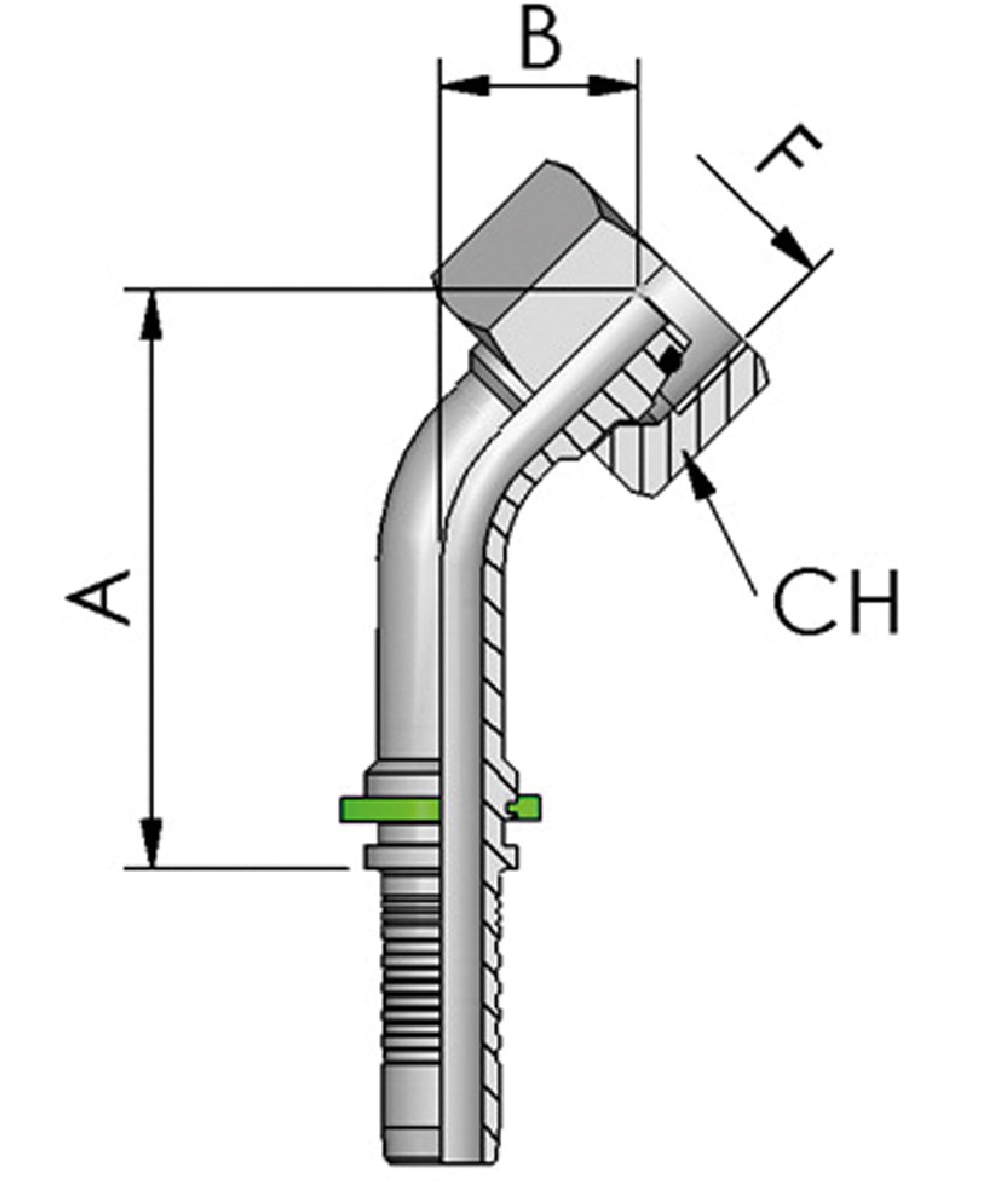 FB Hydraulic Pressnippel DKOL, DKOL 45 - metrisch O-Ring berwurfmutter 45, 24 Konus, leichte Reihe, XXST4341-0000